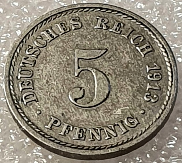  ( A19 ) Deutsches Kaiserreich - 5 Pfennig 1913 -A- , Gr. Adler , Erh. siehe Bilder   