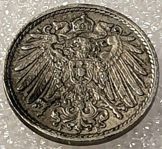  ( A20 ) Deutsches Kaiserreich - 5 Pfennig 1913 -F- , Gr. Adler , Erh. siehe Bilder   