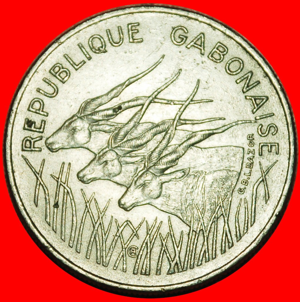  Ⰶ FRANKREICH (1975-1985): GABUN ★ 100 FRANCS 1975 3 ANTELOPEN! ★OHNE VORBEHALT!   