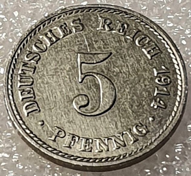  ( A21 ) Deutsches Kaiserreich - 5 Pfennig 1914 -A- , Gr. Adler , Erh. siehe Bilder   