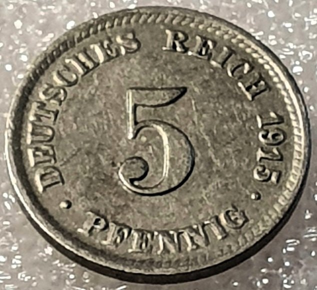  ( A22 ) Deutsches Kaiserreich - 5 Pfennig 1915 -D- , Gr. Adler , Erh. siehe Bilder   