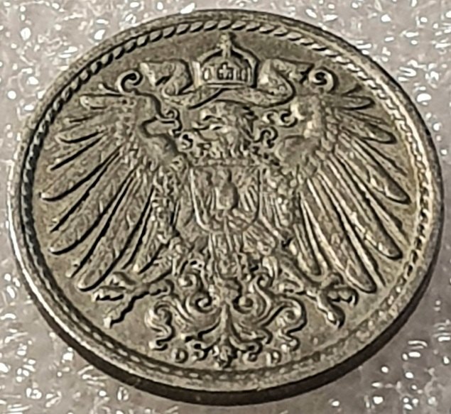  ( A22 ) Deutsches Kaiserreich - 5 Pfennig 1915 -D- , Gr. Adler , Erh. siehe Bilder   