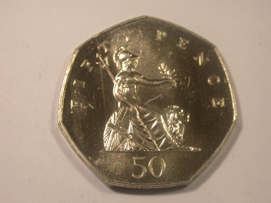  I13 Großbritannien  50 Pence Britannia 1992 in f.st/ST a. E.A    Originalbilder   