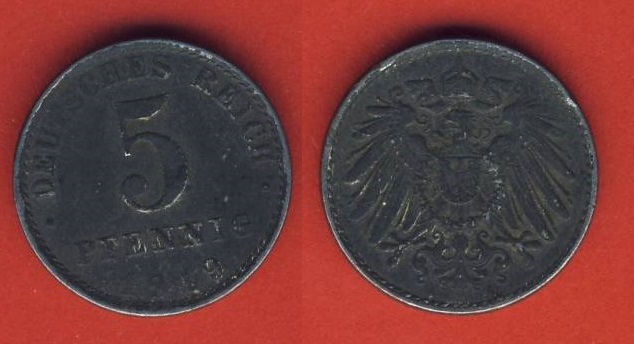  Kaiserreich 5 Pfennig 1919 A Eisen   