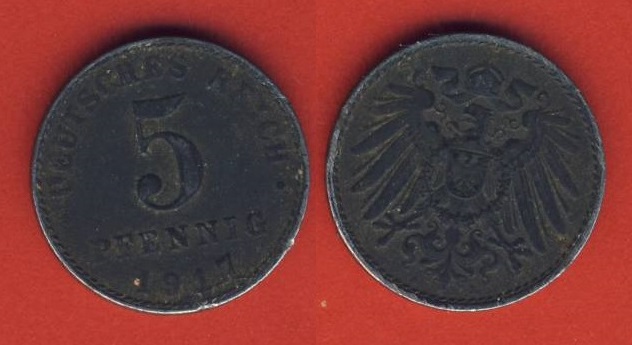  Kaiserreich 5 Pfennig 1917 A Eisen   