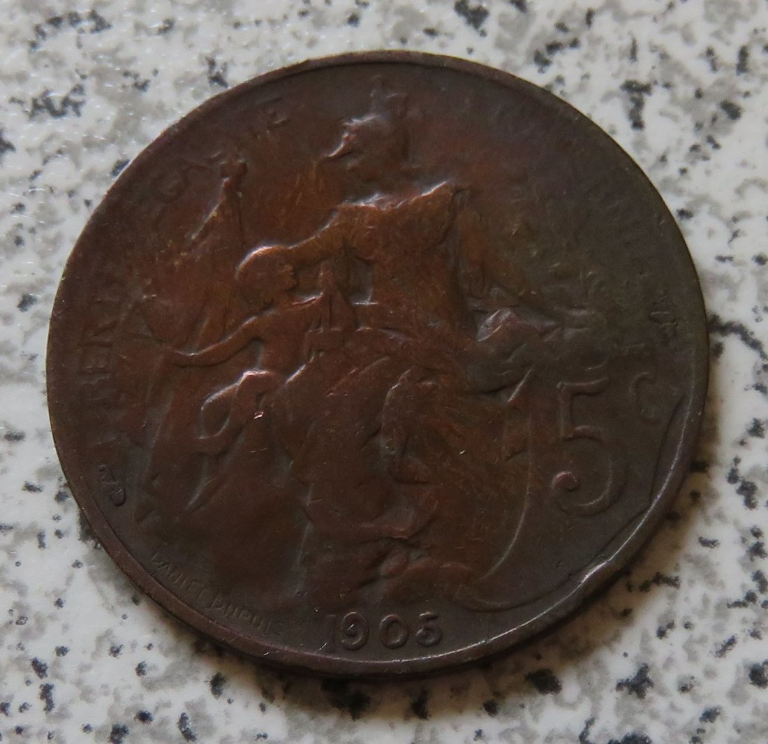  Frankreich 5 Centimes 1905, besseres Jahr   