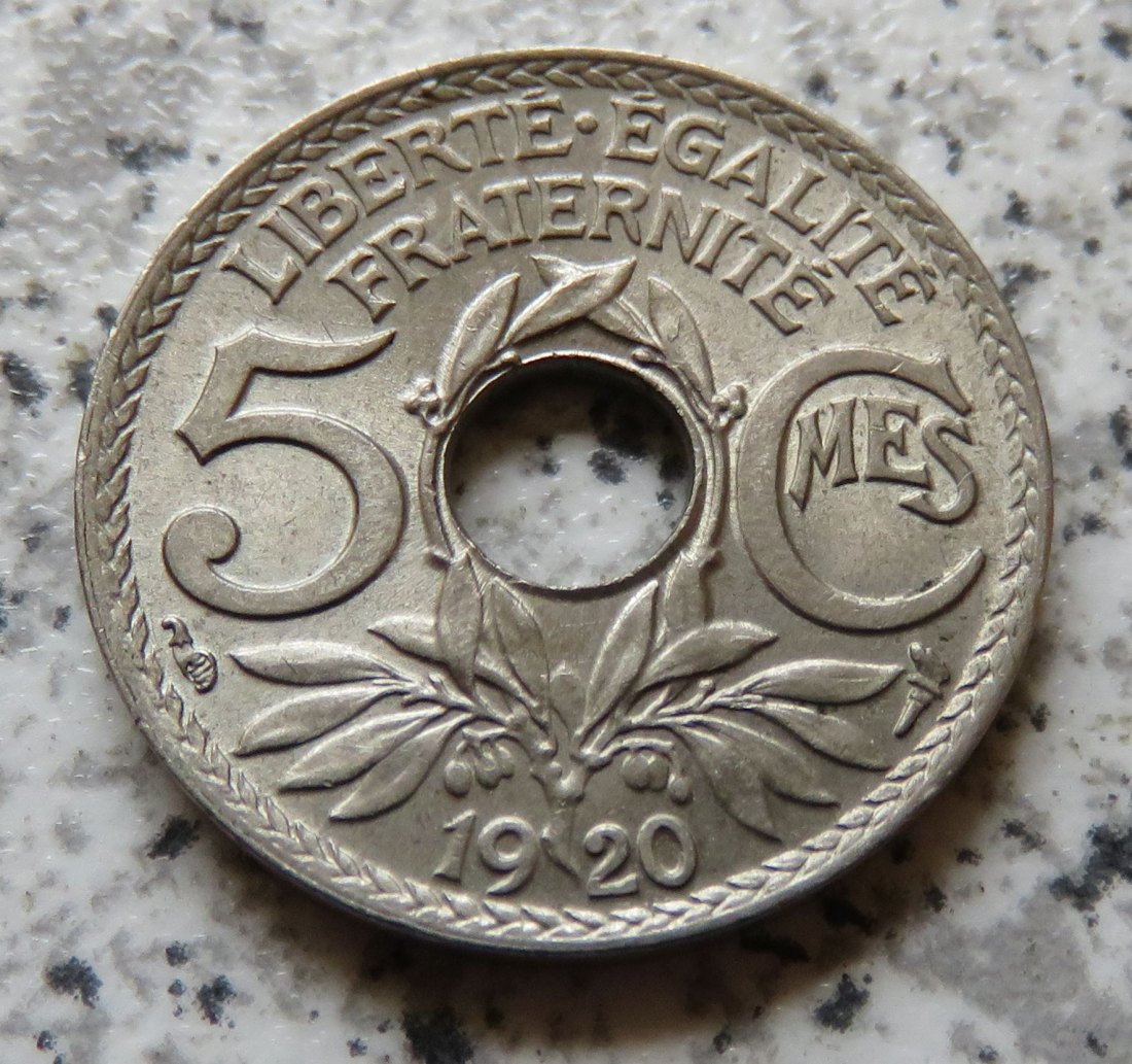  Frankreich 5 Centimes 1920, KM 865   