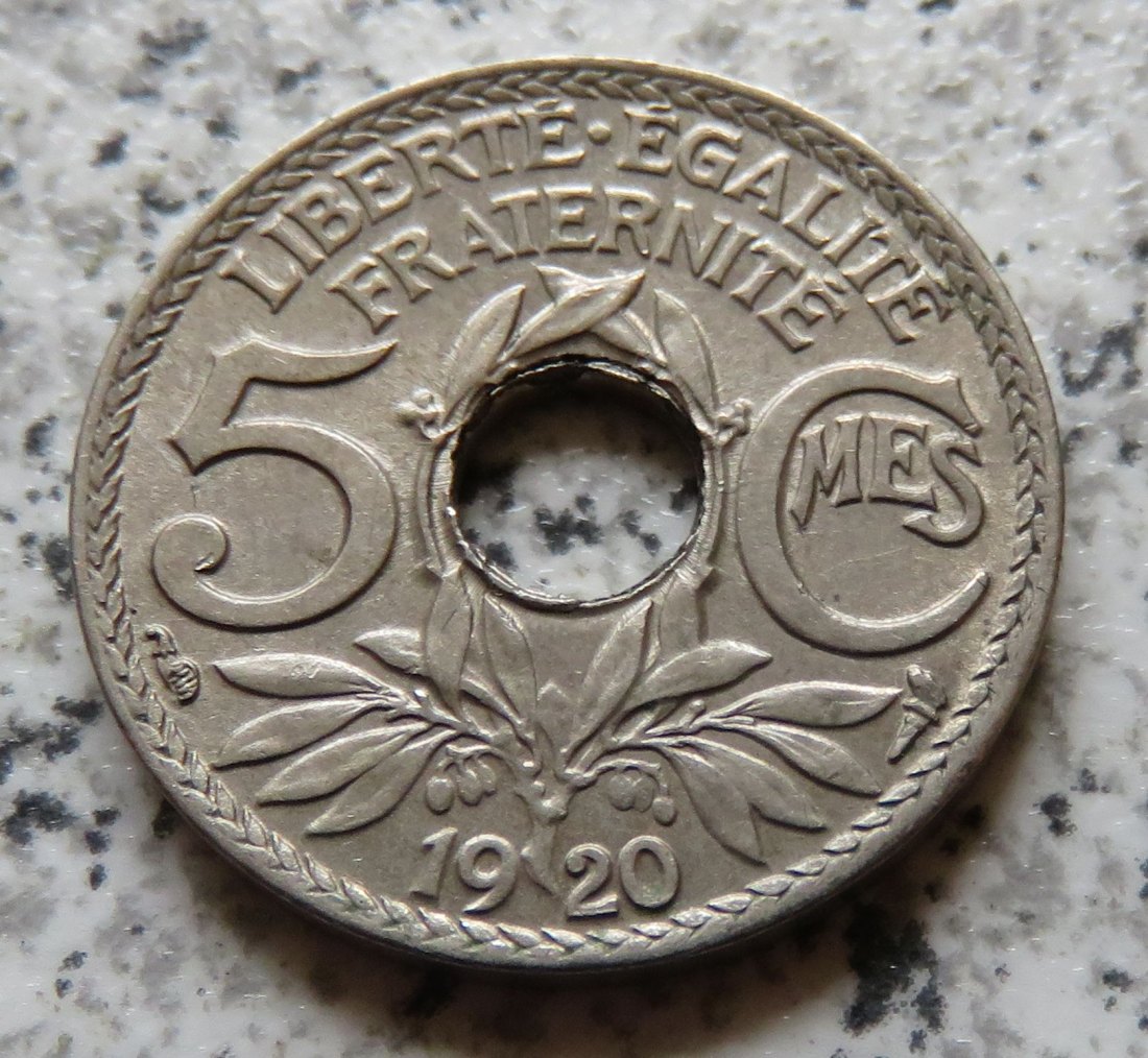  Frankreich 5 Centimes 1920, KM 865   