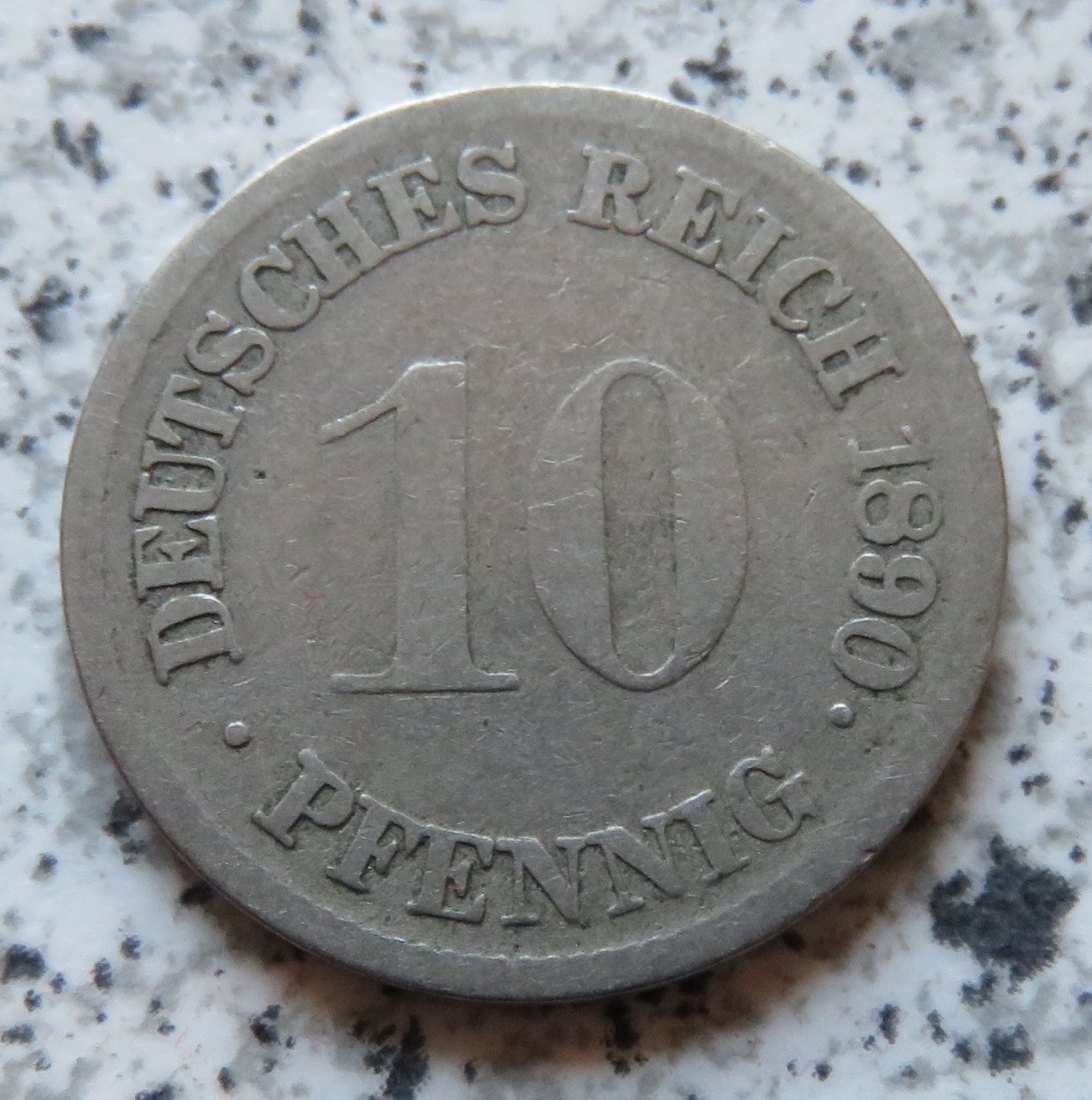  Kaiserreich 10 Pfennig 1890 F   