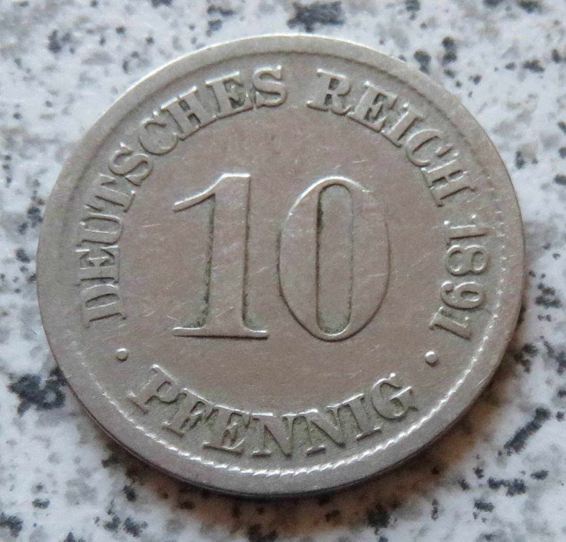  Kaiserreich 10 Pfennig 1891 D   