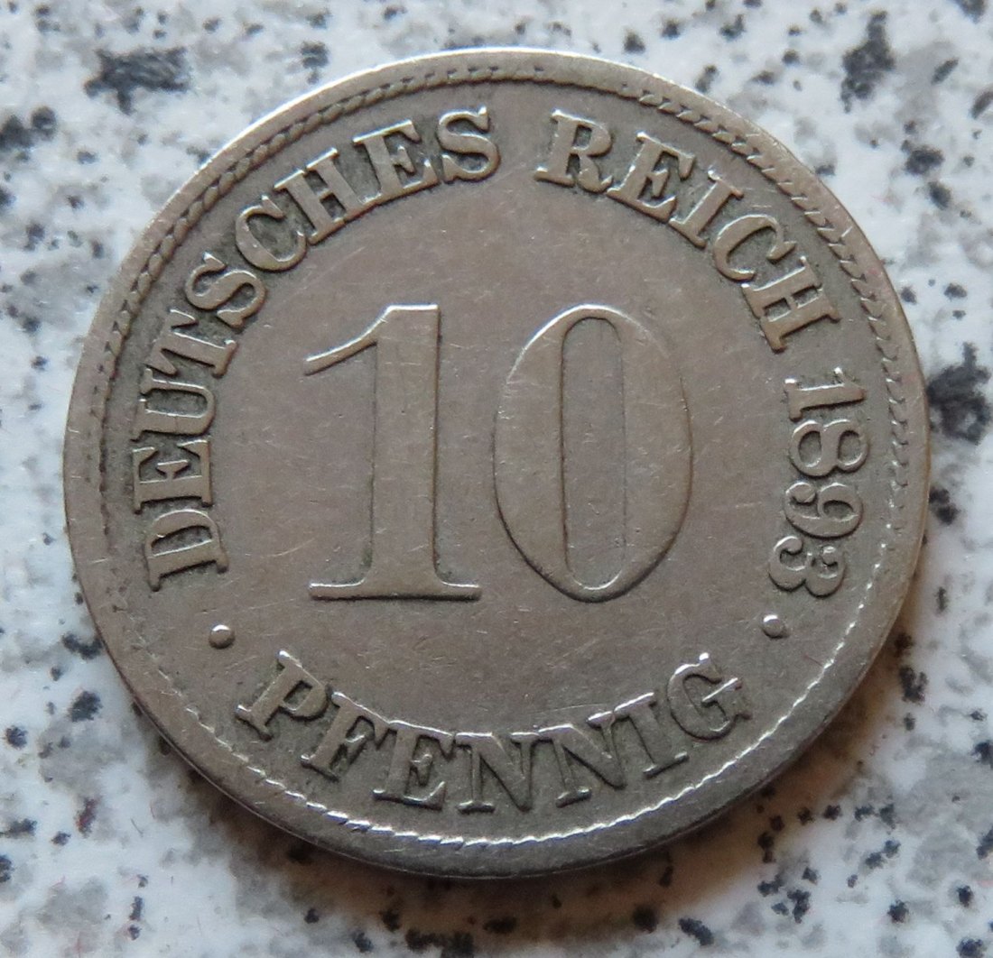  Kaiserreich 10 Pfennig 1893 F   