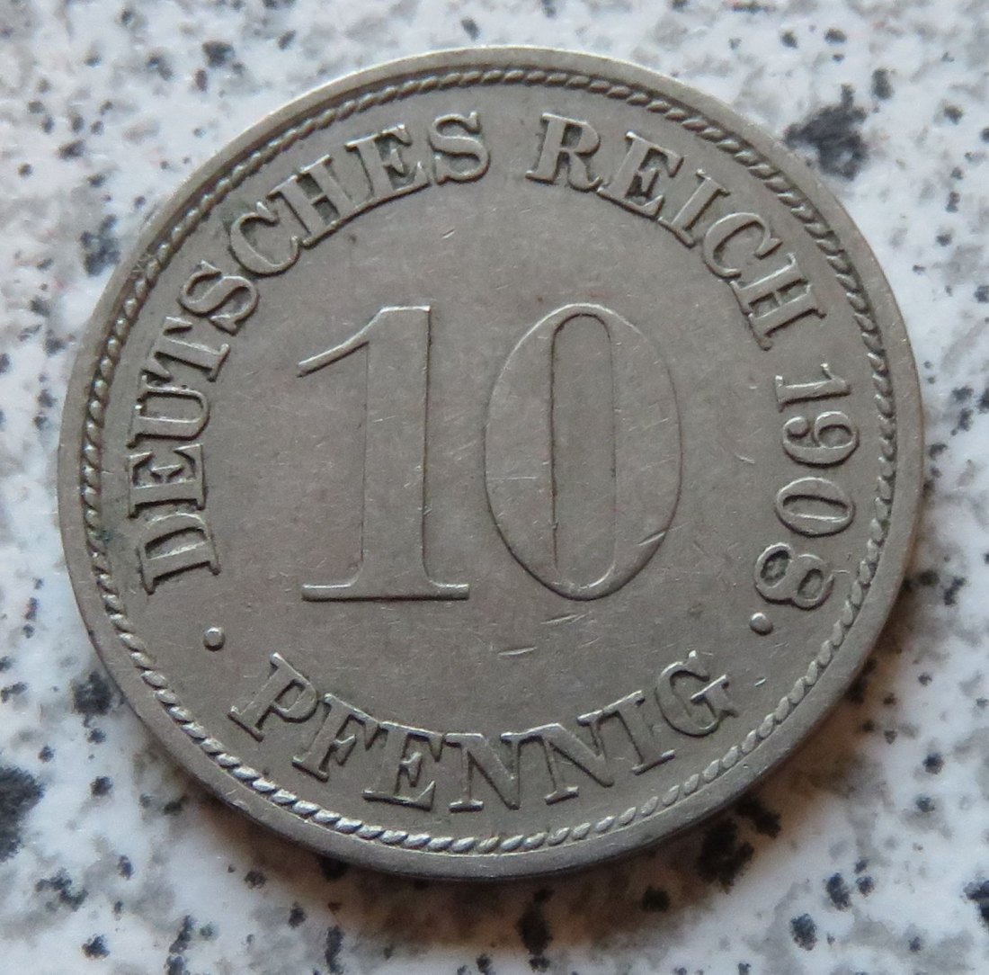  Kaiserreich 10 Pfennig 1908 G   