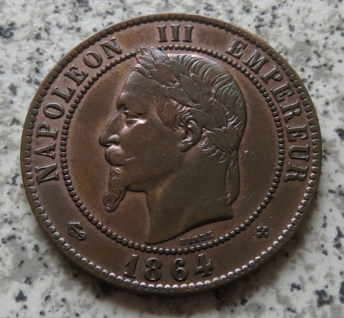  Frankreich 10 Centimes 1864 BB   