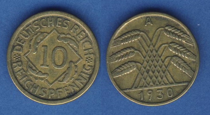  Weimarer Republik 10 Reichspfennig 1930 A   