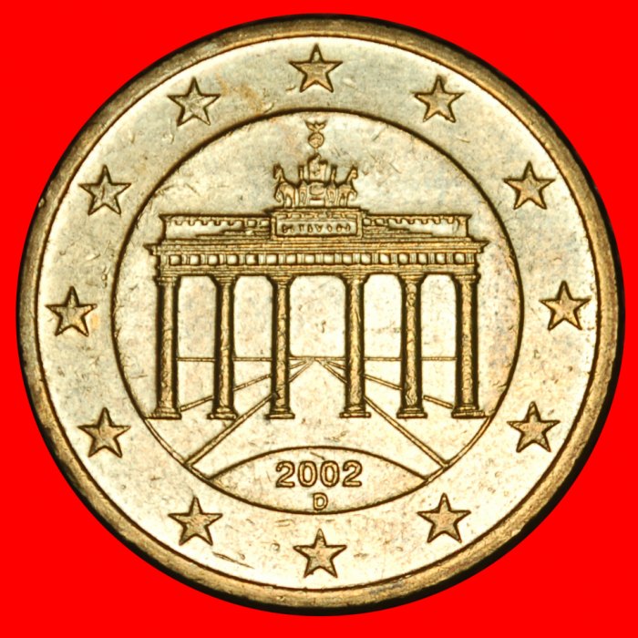  Ⰶ NORDIC GOLD (2002-2006): GERMANY★50 EURO CENTS 2002D BAVARIA! MINT LUSTRE! LOW START ★ NO RESERVE!   