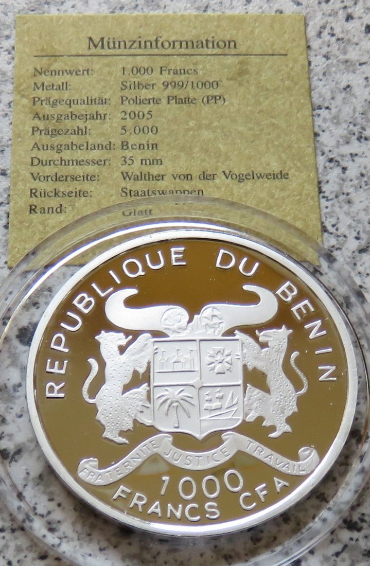  Benin 1000 Francs 2005 Walther von der Vogelweide   