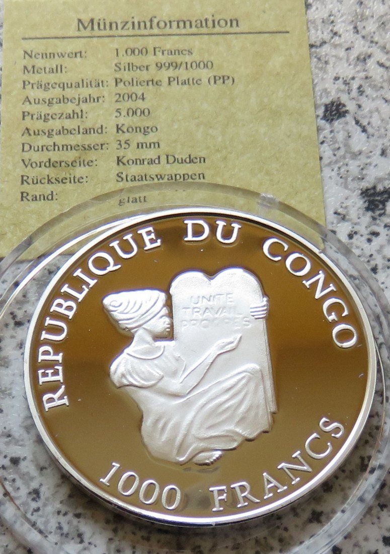  Congo 1000 Francs 2004 Konrad Duden   