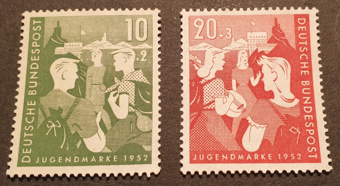  BRD 1952 Michel 153-154 - JUGEND 1952 - Bundesjugendplan - ohne Gummierung * - siehe Scan   