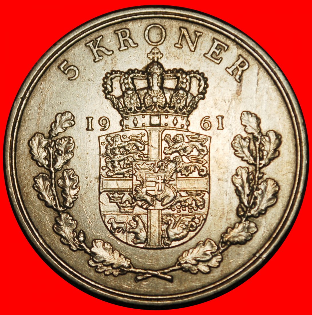  Ⰶ GREENLAND FAROE (1960-1972): DENMARK★5 CROWNS 1961! FREDERICK IX 1899-1972★LOW START ★ NO RESERVE!   