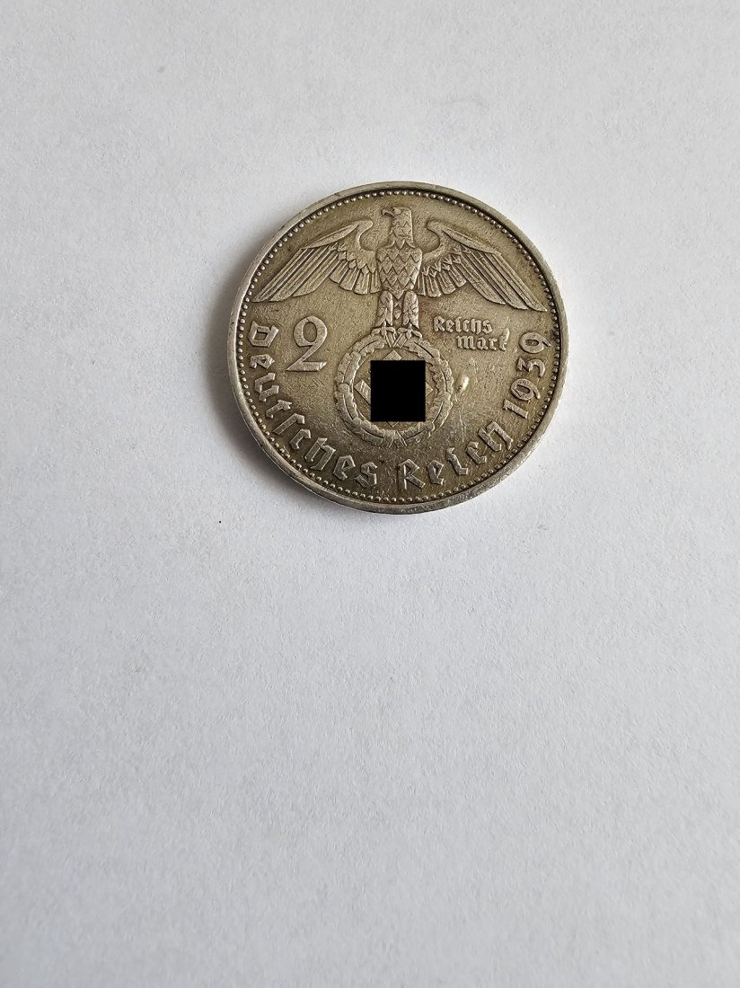  FEHLPRÄGUNG 2 Reichsmark 1939 B (Material Überschus , Stempelbruch?????)   