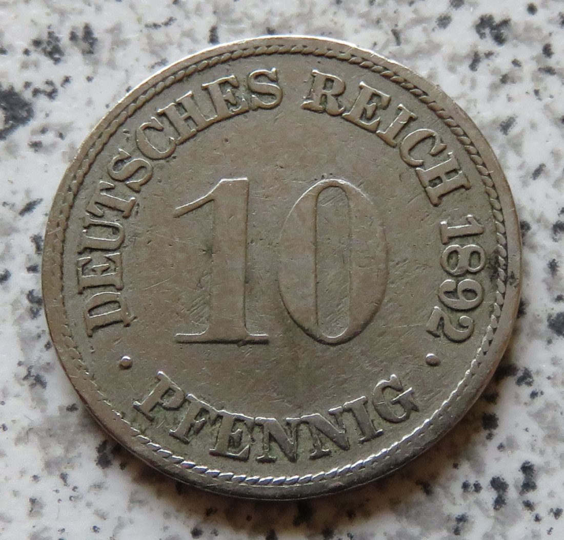  Kaiserreich 10 Pfennig 1892 F   