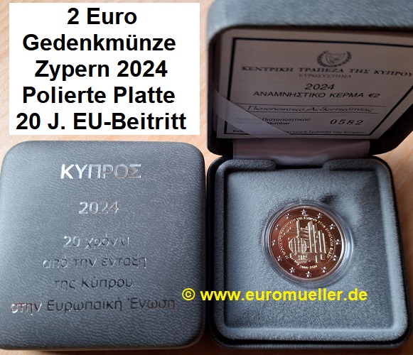 Zypern 2 Euro Gedenkmünze 2024...EU-Beitritt...PP   