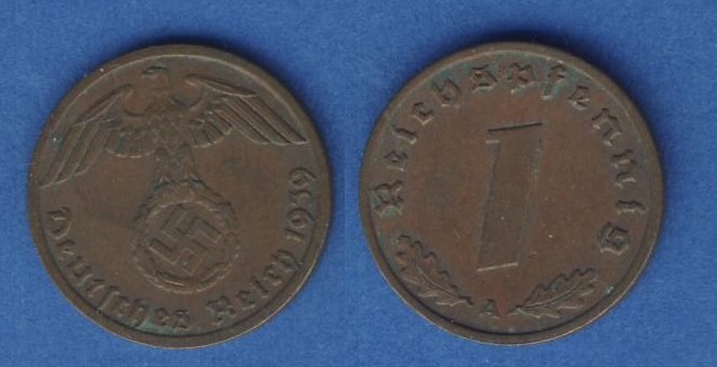  Drittes Reich 1 Reichspfennig 1939 A   