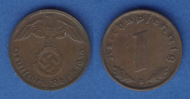  Drittes Reich 1 Reichspfennig 1939 G   