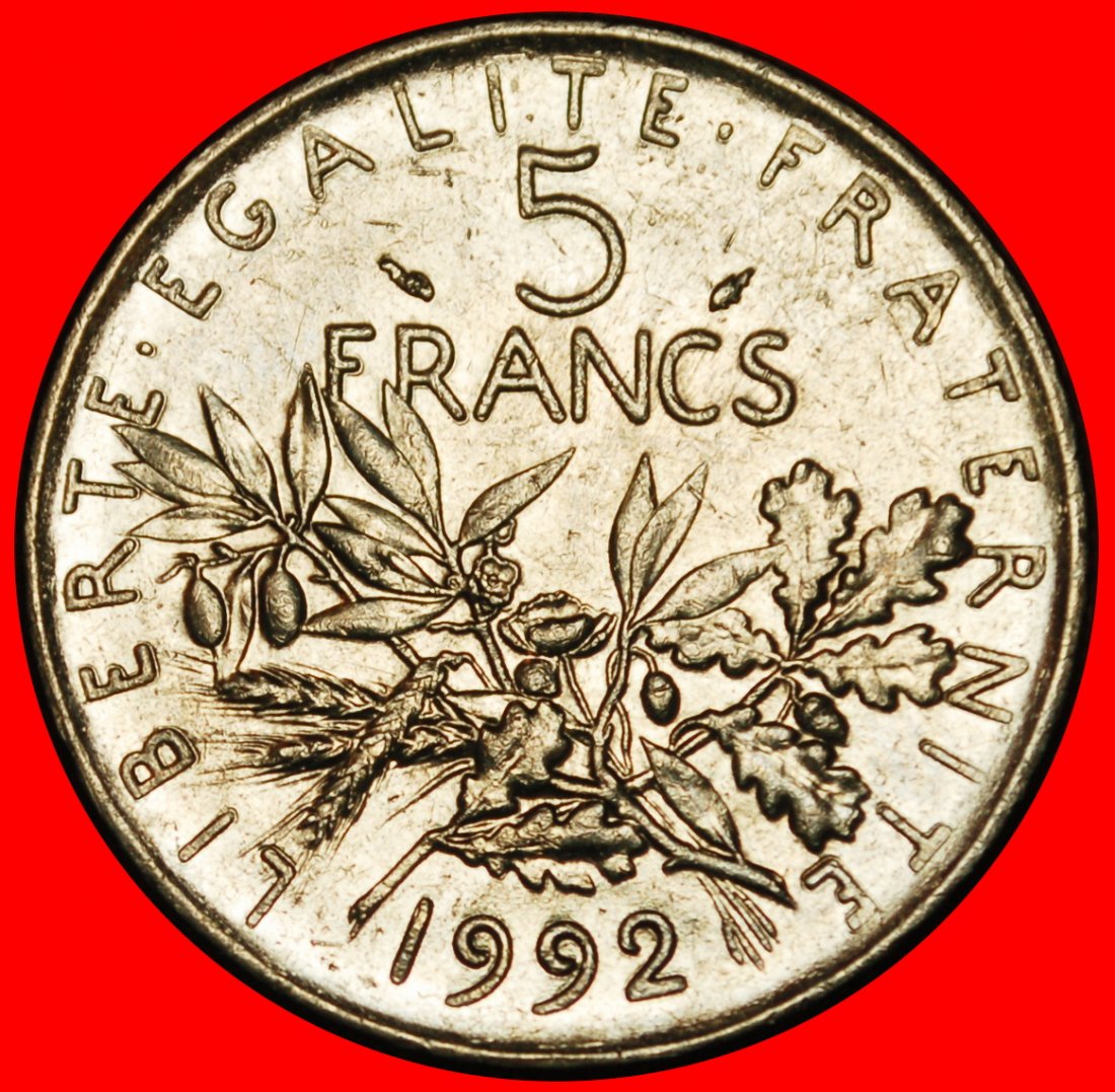  Ⰶ SUN (1969-2001): FRANCE ★  5 FRANCS 1992! ERROR! MINT LUSTRE! LOW START ★ NO RESERVE!   