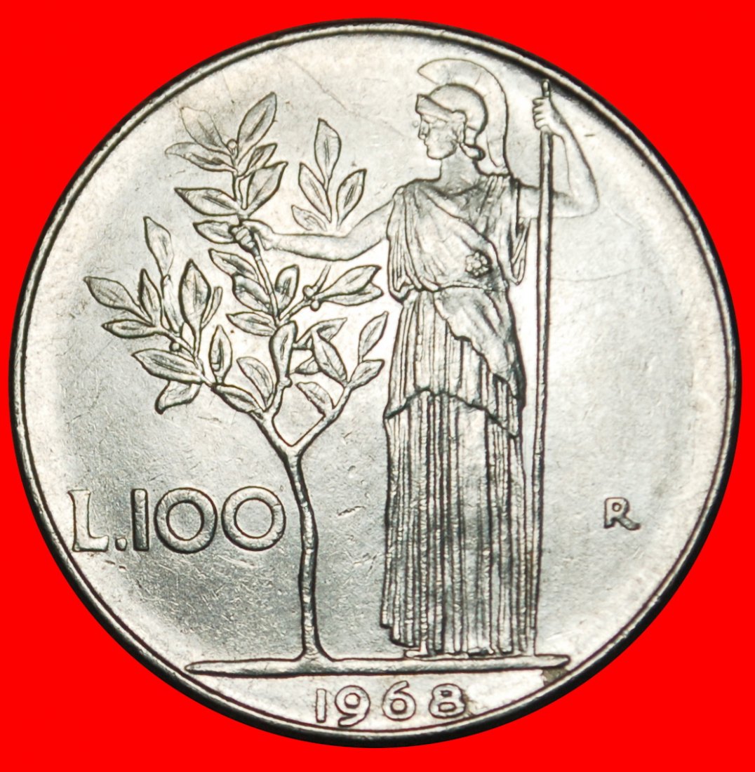  Ⰶ GODDESS MINERVA (1954-1989): ITALY ★ 100 LIRAS 1968R! ★LOW START ★ NO RESERVE!   