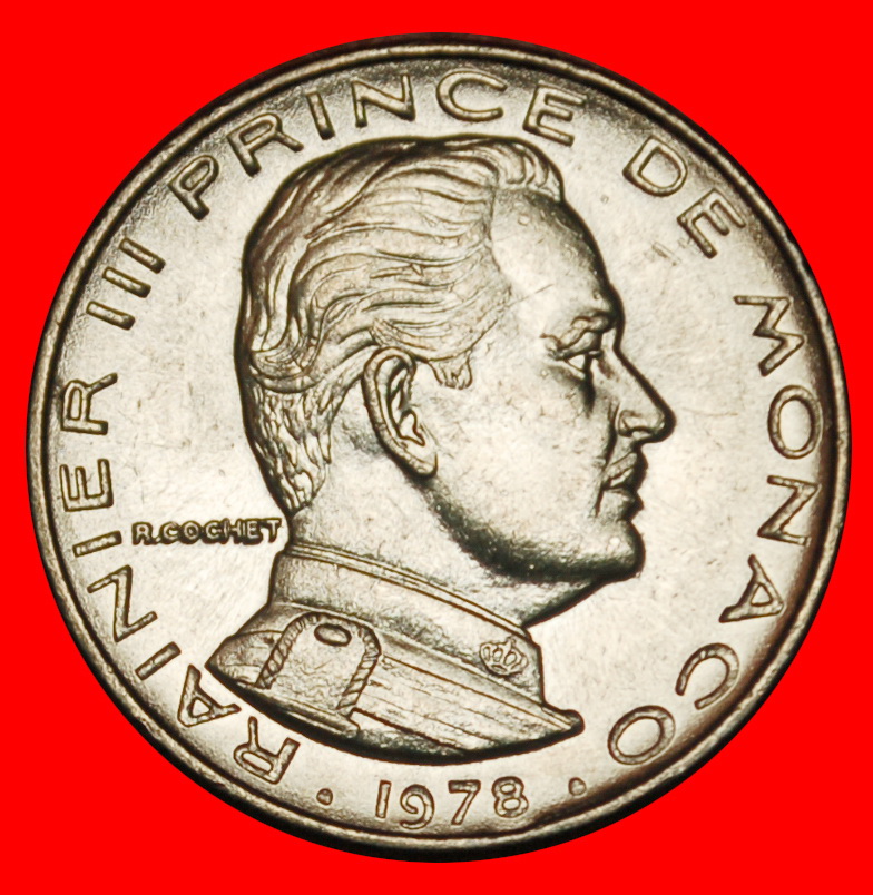  Ⰶ FRANCE (1965-1995): MONACO ★ 1/2 FRANC 1978! RAINIER III (1949-2005) UNC ★LOW START ★ NO RESERVE!   