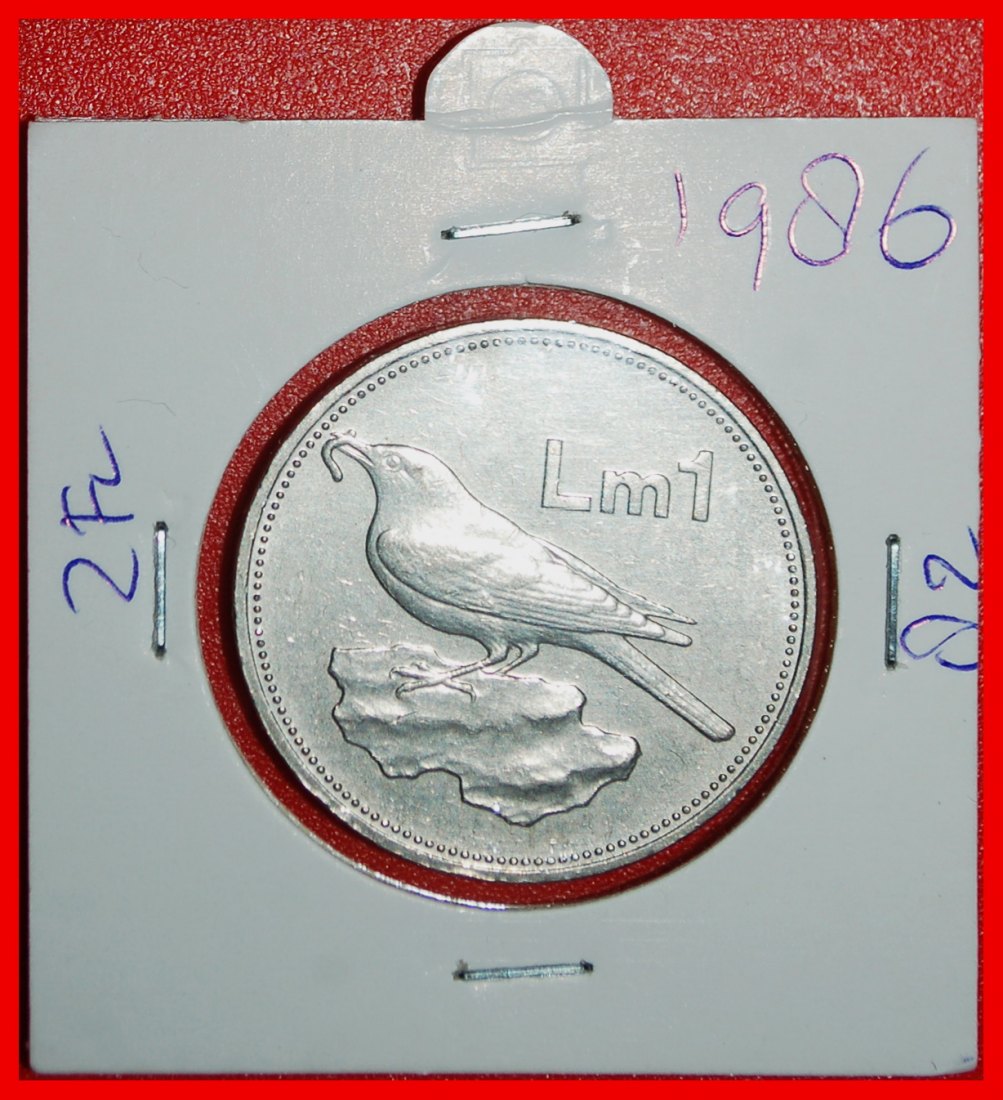  Ⰶ GREAT BRITAIN: MALTA ★ 1 POUND 1986 BOAT, BIRD AND THE SUN! IN HOLDER!★LOW START ★ NO RESERVE!   