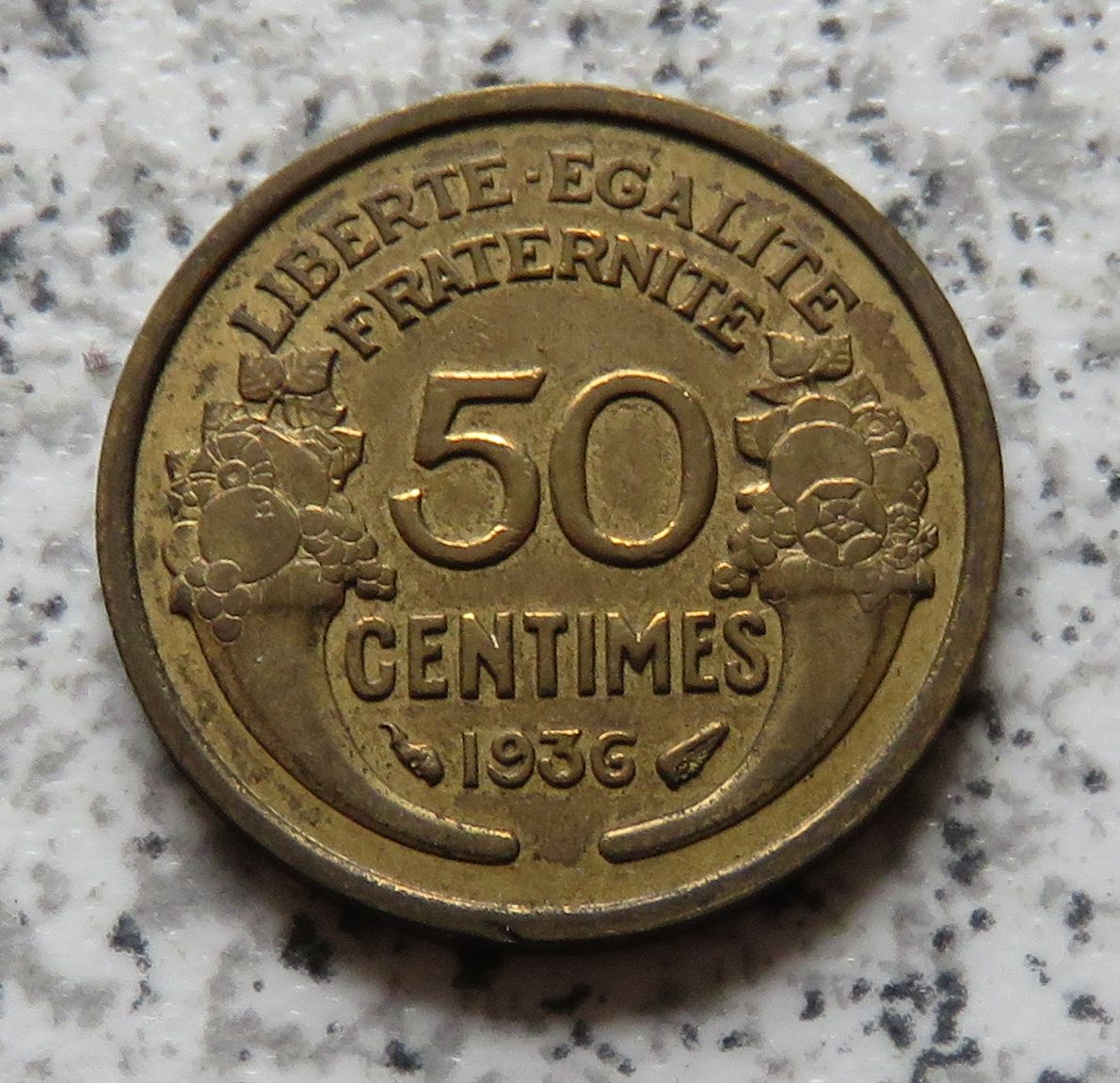  Frankreich 50 Centimes 1936, bestes Jahr   