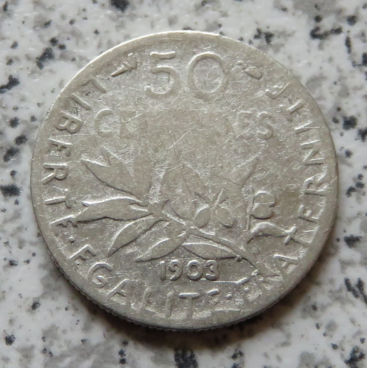  Frankreich 50 Centimes 1903, Belegstück, besseres Jahr   