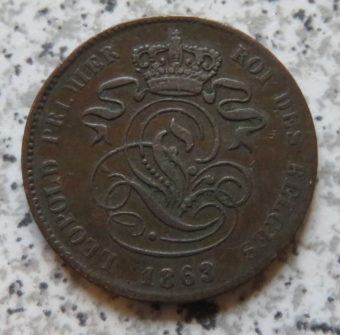  Belgien 2 Centimes 1863   