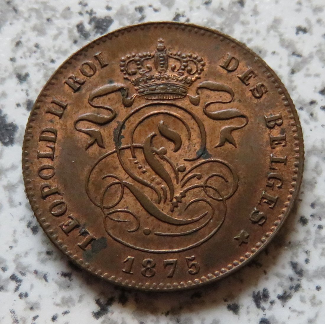  Belgien 2 Centimes 1875, Erhaltung   