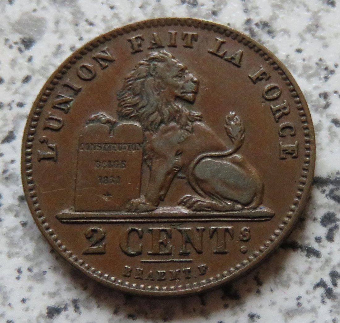  Belgien 2 Centimes 1902, französisch   