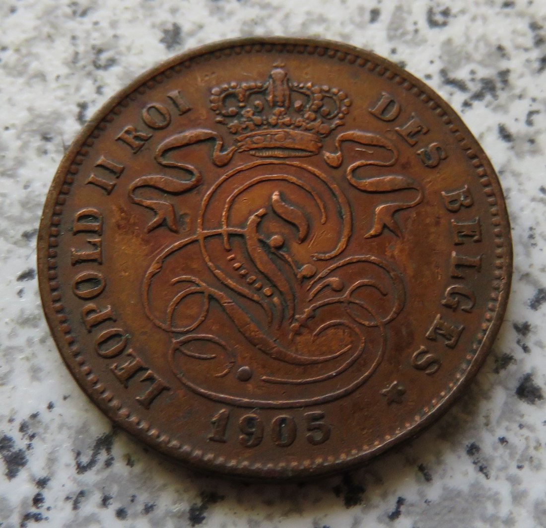  Belgien 2 Centimes 1905, französisch   