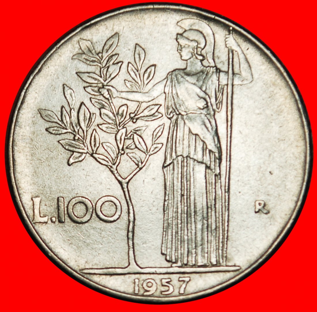  Ⰶ GODDESS MINERVA (1954-1989): ITALY ★ 100 LIRAS 1957R! LOW START ★ NO RESERVE!   