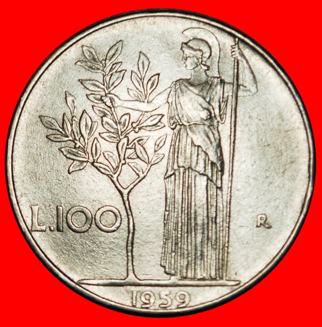  Ⰶ GODDESS MINERVA (1954-1989): ITALY ★ 100 LIRAS 1959R! LOW START ★ NO RESERVE!   