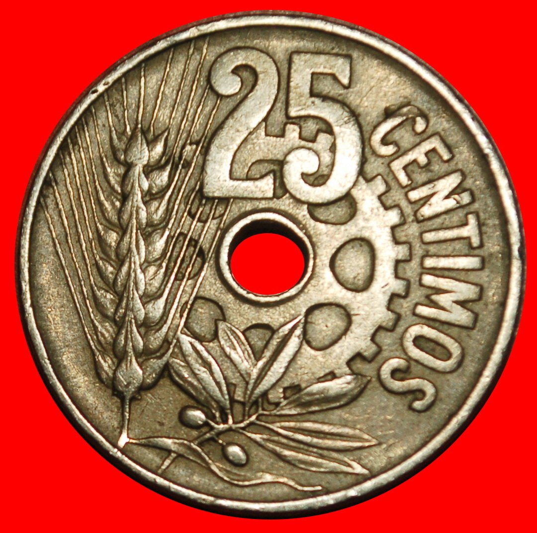  Ⰶ OLIVE: SPAIN ★ 25 CENTIMOS 1934! SECOND REPUBLIC (1931-1939) LOW START ★ NO RESERVE!   