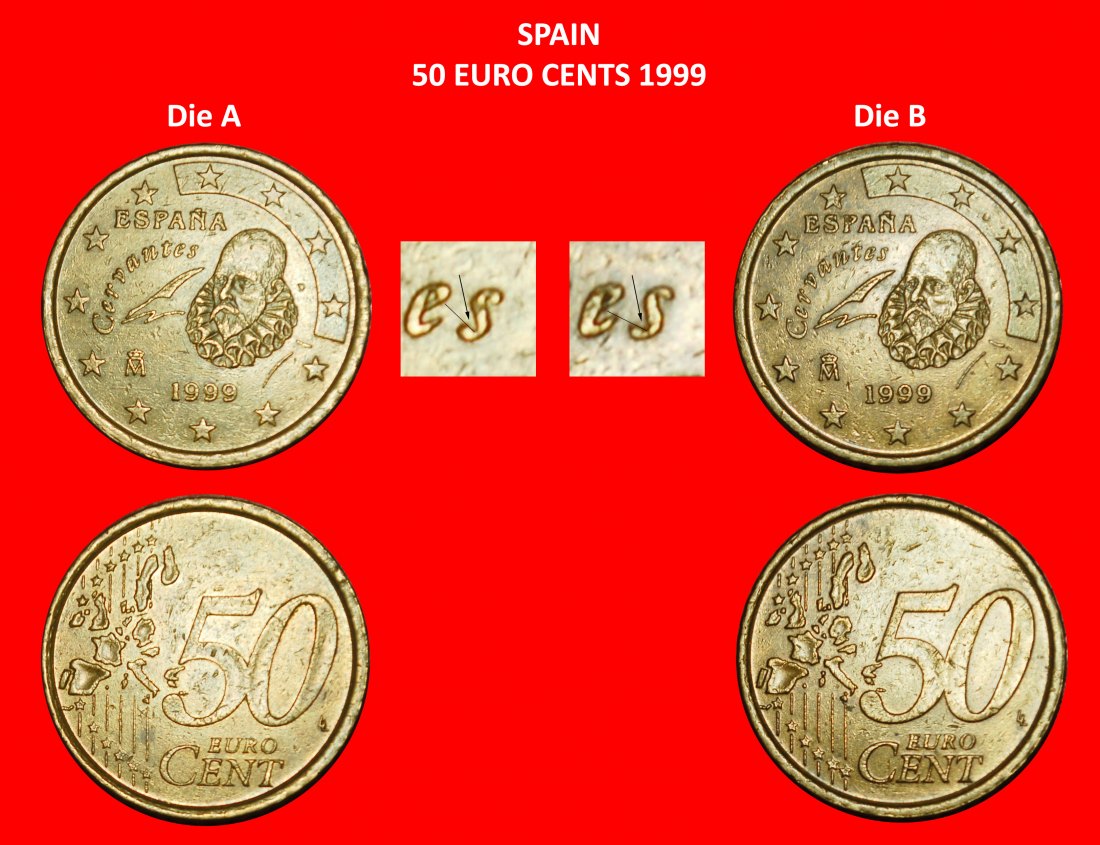  Ⰶ NORDIC GOLD 1999-2024:SPAIN★50 CENTS 1999★JUAN CARLOS I 1975-2014 2 COINS! LOW START ★ NO RESERVE!   