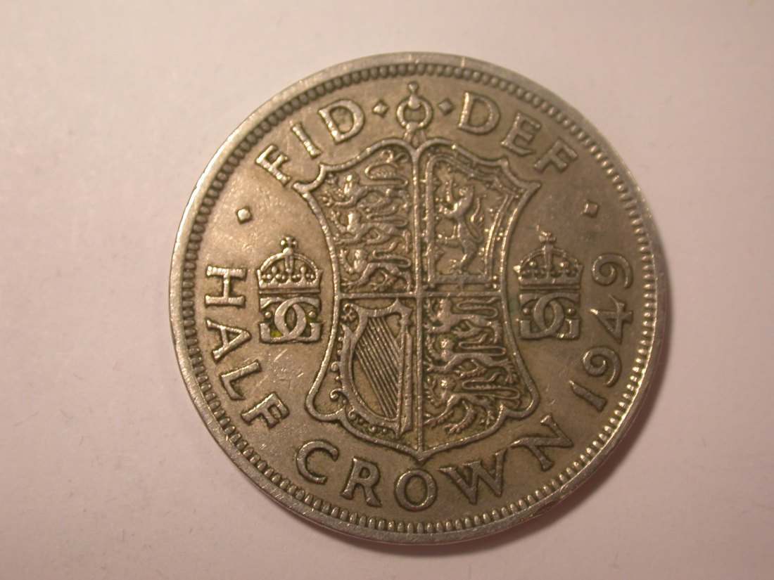  I15  Grossbritannien  Half Crown 1949 in ss Originalbilder   