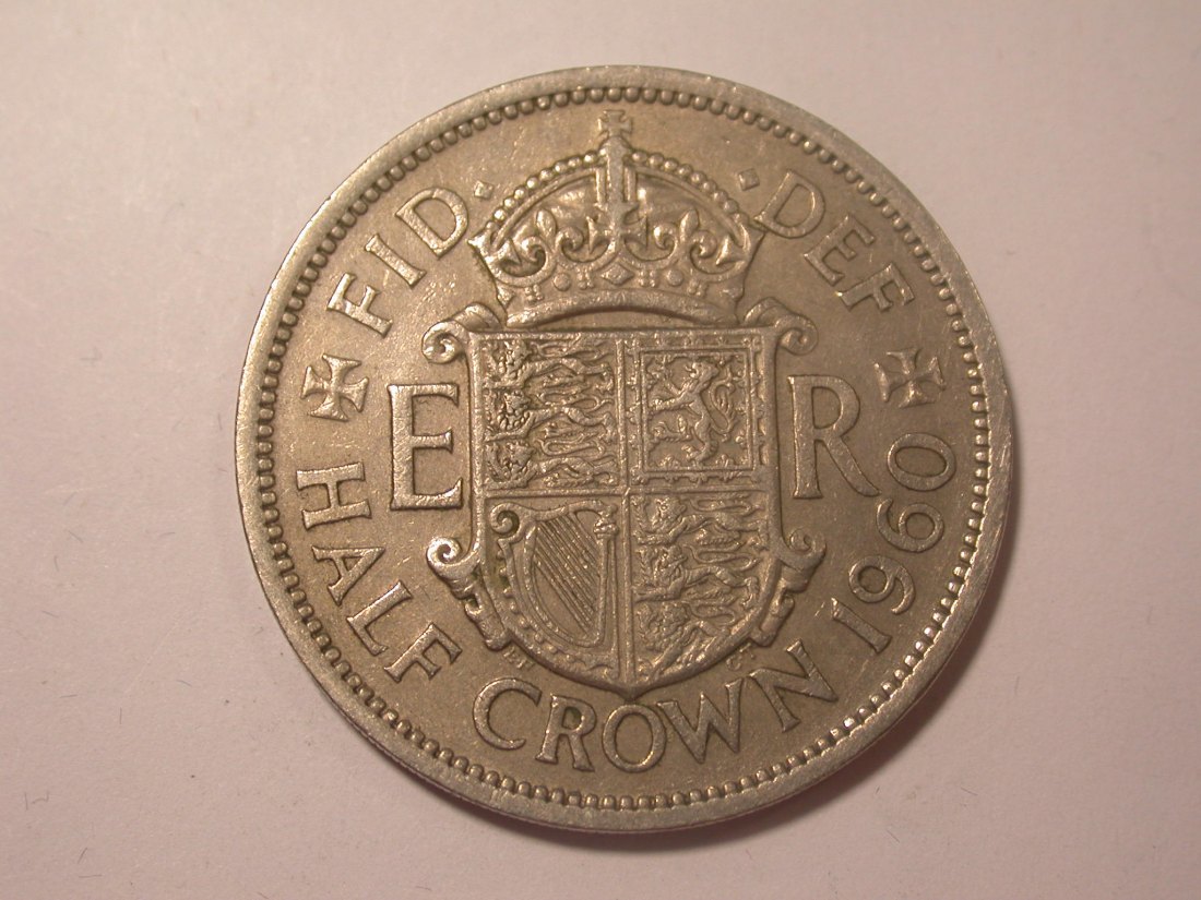  I15  Grossbritannien  Half Crown 1960 in ss-vz  Originalbilder   