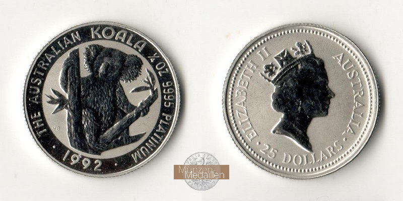 Australien MM-Frankfurt Feingewicht: 7,78g Platinum 25 Dollars (Koala) 1992 