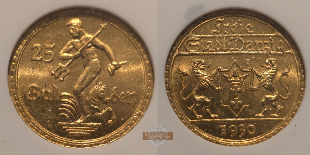 Danzig MM-Frankfurt  Feingewicht: 7,324g Gold 25 Gulden 1930 