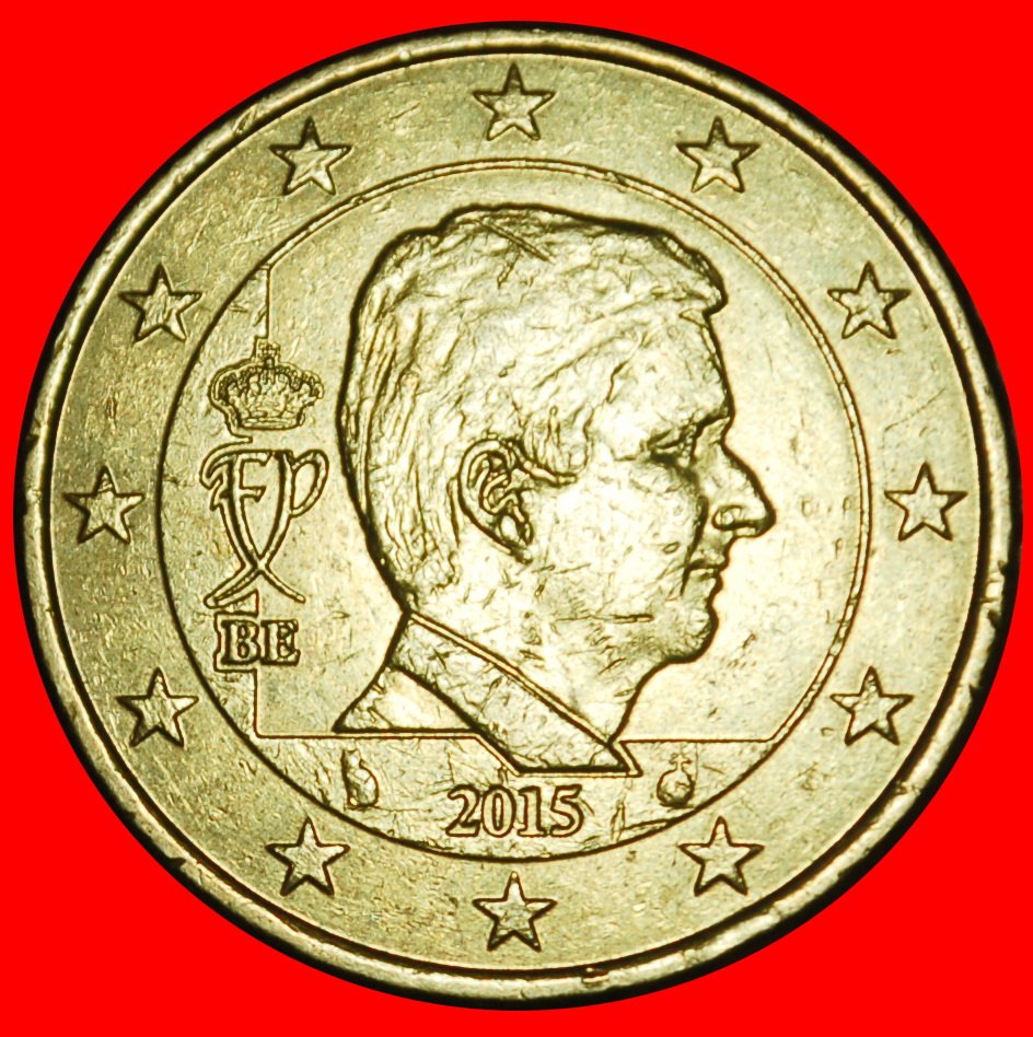  Ⰶ NORDIC GOLD (2014-2024): BELGIUM ★ 50 EURO CENTS 2015 CAT! PHILIP (2013-) LOW START ★ NO RESERVE!   