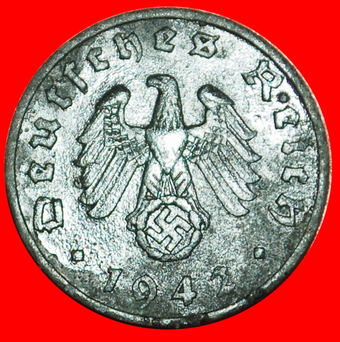  Ⰶ SWASTIKA 1940-1945:GERMANY★1 PFENNIG 1942F WUERTTEMBERG! THIRD REICH 1933-★LOW START ★ NO RESERVE!   