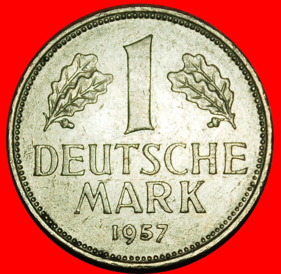  Ⰶ NOT COMMUNIST (1950-2001): GERMANY★ 1 DEUTSCHE MARK 1957J HAMBURG UNCOMMON★LOW START ★ NO RESERVE!   