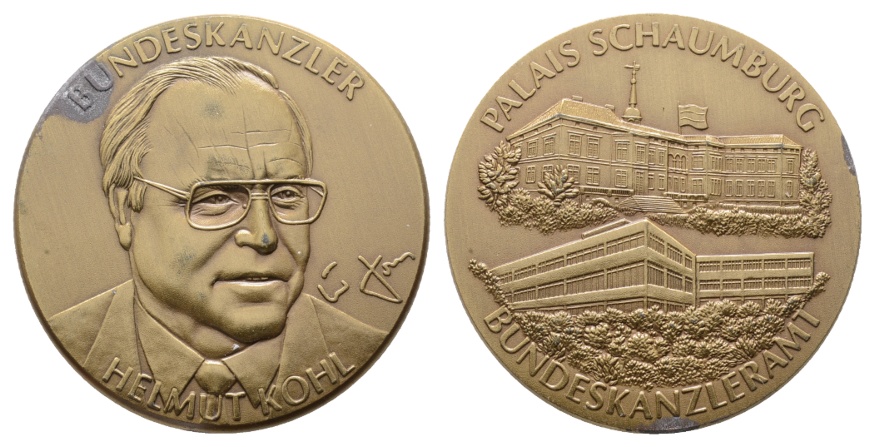  Medaille; Bundeskanzler Helmut Kohl - Schaumburg; Bronze; 44,19 g; Ø 49,98   